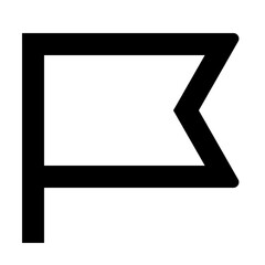 Simple black outline of a flag with a notched end on a white background showing a minimalist design