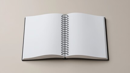 Blank spiral notebook for creative writing and sketching on neutral background