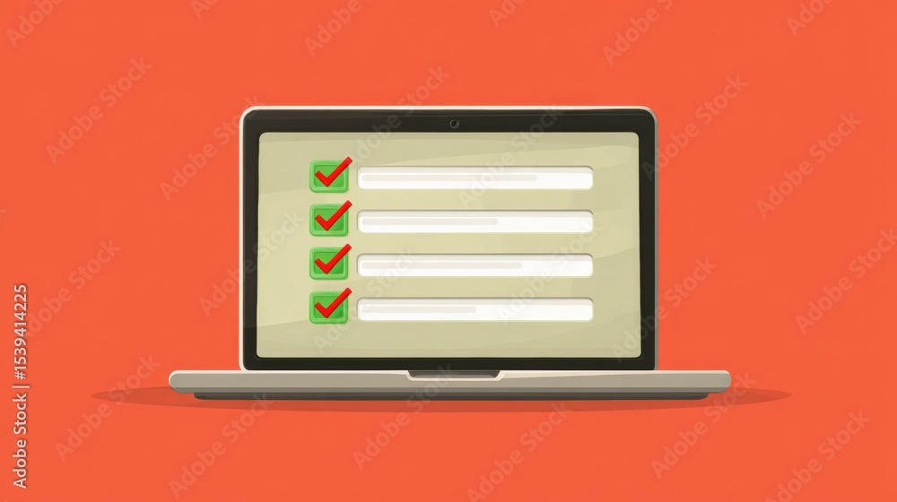 Poster Guidelines for Ensuring Effective Password Hygiene Through a Detailed Checklist Displayed on a Laptop Screen