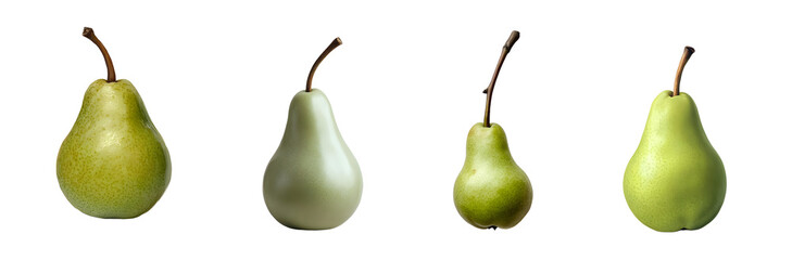 set of whole pears displayed against a white background.