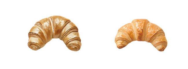 Two croissants displayed against a white background.