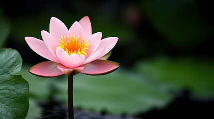 Obraz premium Pink Water Lily Blossom in Dark Green Water