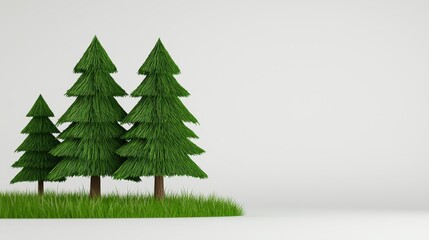 Obraz premium Pixelated Evergreen Trees on White Background