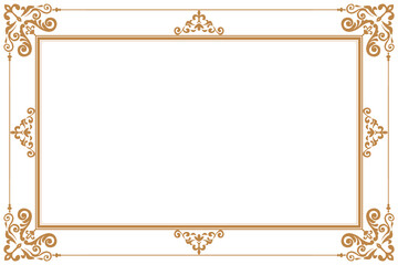Elements of ornate vintage frames. Border gold on white classic calligraphy swirls, floral motifs. Design print for greeting cards, wedding invitations, restaurant menu, royal certificates. Set 269