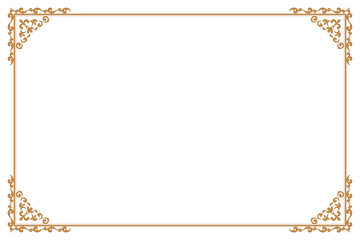 Elements of ornate vintage frames. Border gold on white classic calligraphy swirls, floral motifs. Design print for greeting cards, wedding invitations, restaurant menu, royal certificates. Set 267 © asesidea