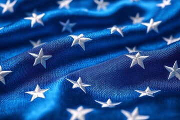 Close-up of a woven United States flag fabric texture