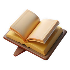 Open book on stand isolated on transparent background