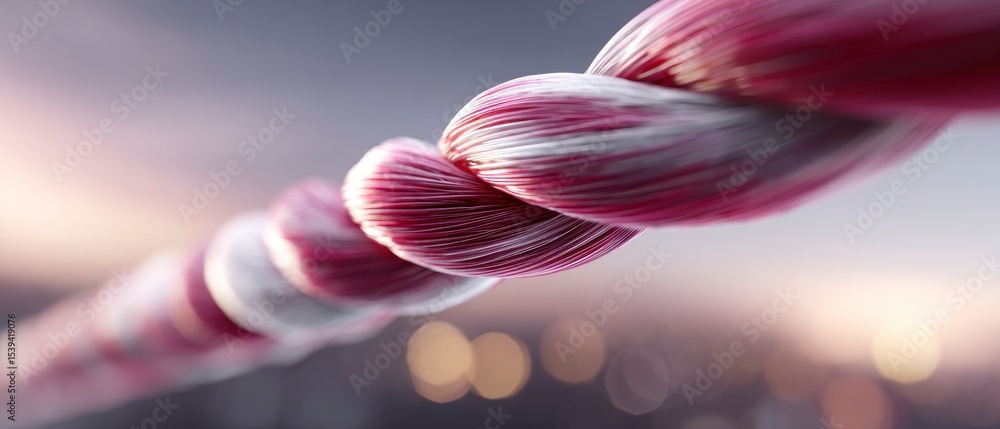 Poster Close up Twisted Red Fibers  High Resolution Texture  Soft Light  Abstract Background