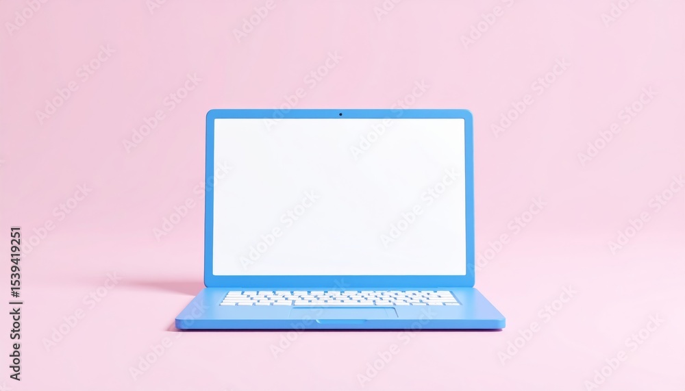 Poster minimal laptop with a blank screen mockup perfect for text or replacement on a simple and clean surf