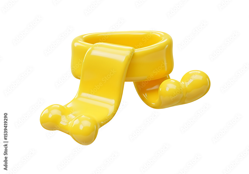 Poster yellow scarf object on white background 3d rendering