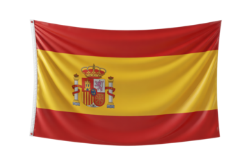Waving Spanish Flag - A Vibrant Symbol of Spanish Culture and History,  Proudly Displayed