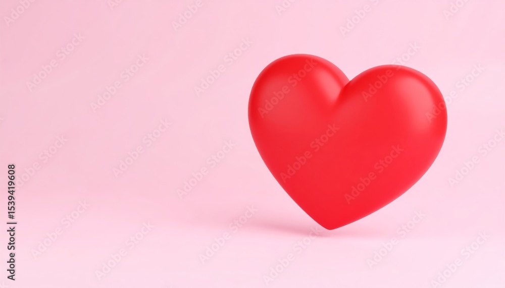 Poster a striking red heart displayed on a gentle pink background symbolizing love and emotion in a 3d rend