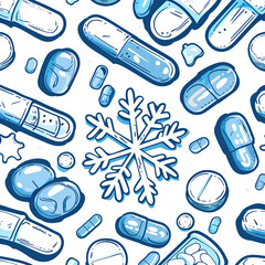 Cartoon pack with snowflake blue white injury treatment isolated on transparent background