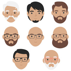 cartoon old man avatar with glasses isolated vector illustration on white background