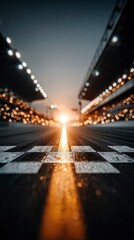 Sunset at the Racetrack Finish Line  Empty Podium  Championship  Speed  Victory