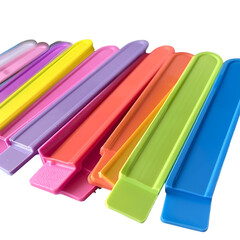 Cartoon page markers in rainbow colors book organizer isolated on transparent background