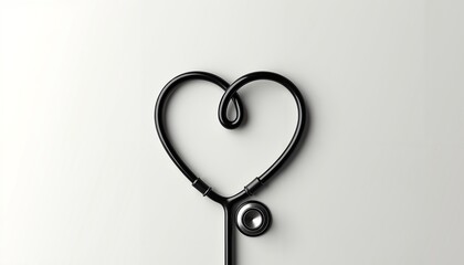 Medical stethoscope shaped like a heart isolated on a white background  