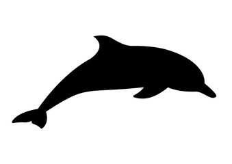 silhouette of a dolphin, Black Dolphin Icon for Marine Wildlife Ocean Design