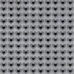 Geometric pattern texture with grunge stone hearts. Stylish floor wall tile heart