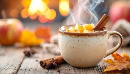 Spiced Apple Cider Bourbon Mug . Drinks concept. Generated Image