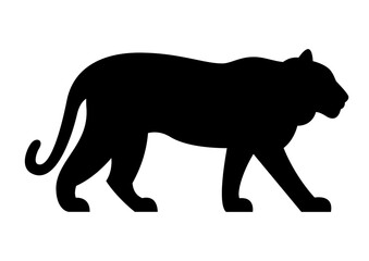 Black Tiger Icon for Jungle Wildlife Predator Design, black panther silhouette