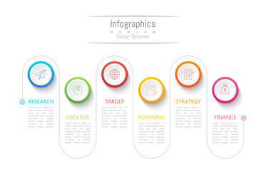 Infographic 6 options design elements for your business data. Vector Illustration.