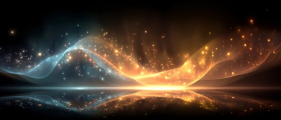 Obraz premium Futuristic Abstract Background Glowing Energy Waves Neon Lights and Sparkling Particles