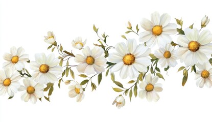 Delicate white daisy floral border