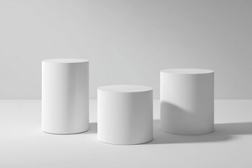 Three white cylinders on a plain background (2)