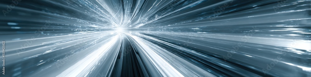 Poster abstract light streaks converging to a bright point in a futuristic tunnel like structure view