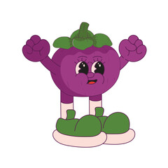 Mangosteen fruit mascot logo character cartoon illustration