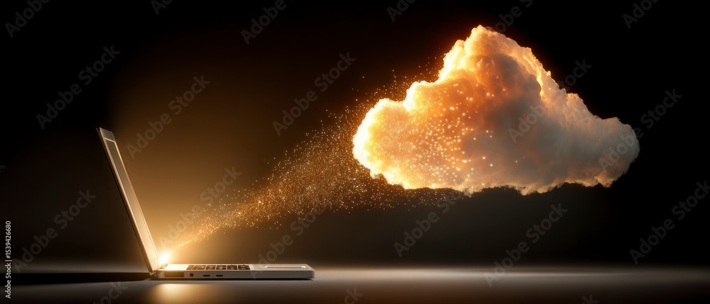 Poster data transfer cloud computing laptop digital network server technology innovation