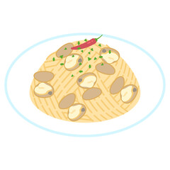 ボンゴレ・ビアンコスパゲッティのイラスト