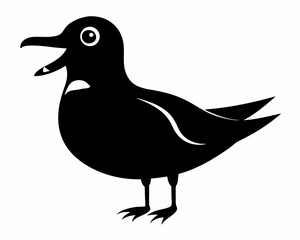 Laughing Gull black bird vector silhouette illustration on white background
