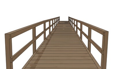 Fototapeta premium Wooden Walkway Bridge Design Perspective View of Simple Wooden Bridge with Railings