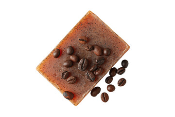 Coffee bean soap, stylishly scented, isolated on white, PNG