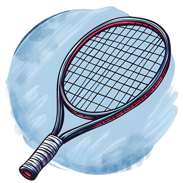 Cartoon racket with grip tape sports gear isolated on transparent background