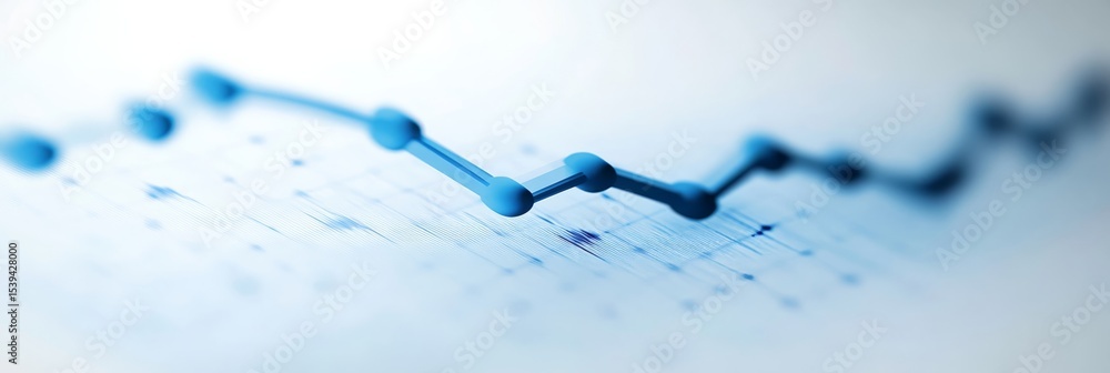 Poster abstract blue graph illustrating data trends and fluctuations.
