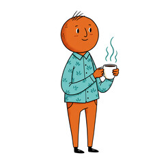 温かいコーヒーを楽しむ穏やかな人