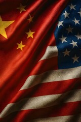 Usa and china trade war concept with flags waving for international relations and global economy on...