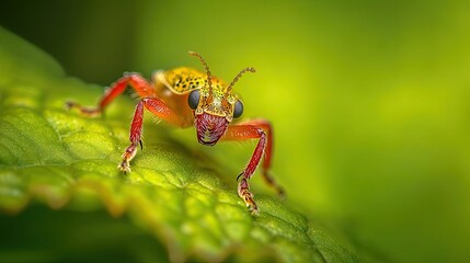 Fototapeta premium Colorful Beetle on Green Leaf.