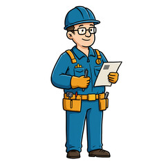 笑顔の職人さん点検記録確認中