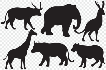 Animal Silhouette or Logo Collection isolated on transparent background. Fully customizable vector illustrations.
