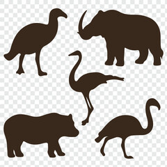 Animal Silhouette or Logo Collection isolated on transparent background. Fully customizable vector illustrations.