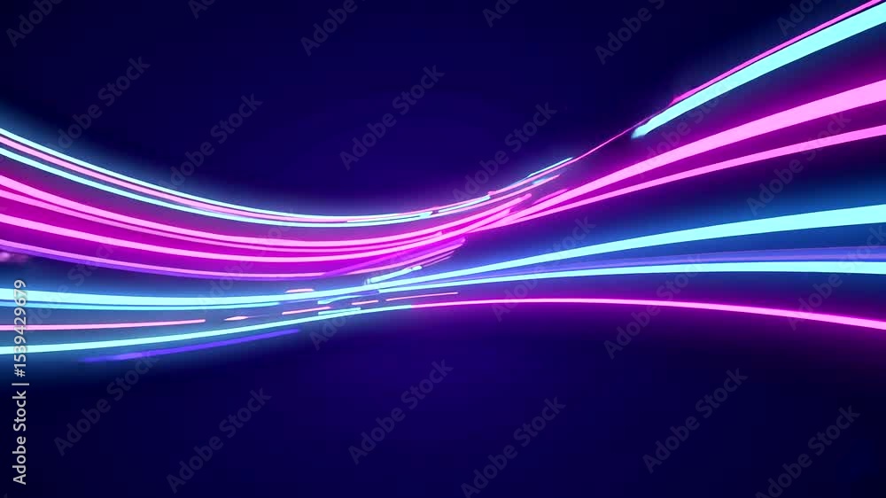Poster vibrant neon light trails in dynamic motion against a dark background, creating an energetic atmosph