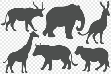 Animal Silhouette or Logo Collection isolated on transparent background. Fully customizable vector illustrations.
