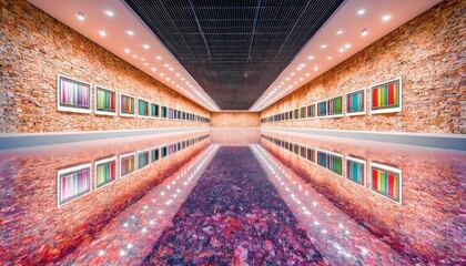 Obraz premium Modern art gallery, mirrored floor