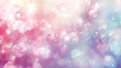 Soft, pastel-hued background with floating bubbles and bokeh