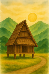 rural landscape with house