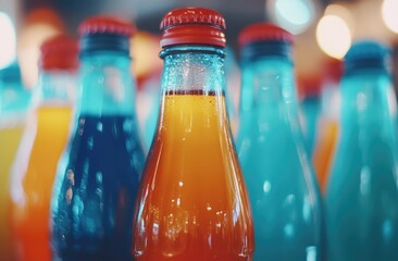 Colorful soda bottles in a row (1)